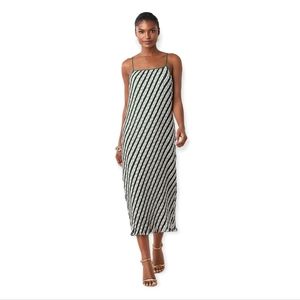 Diane von Furstenberg Womens Novalee Pleated Stripe Dress Size L NWT